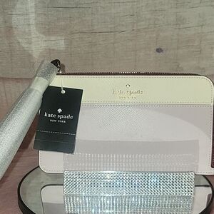 Kate Spade New York Pink and White Wristlet